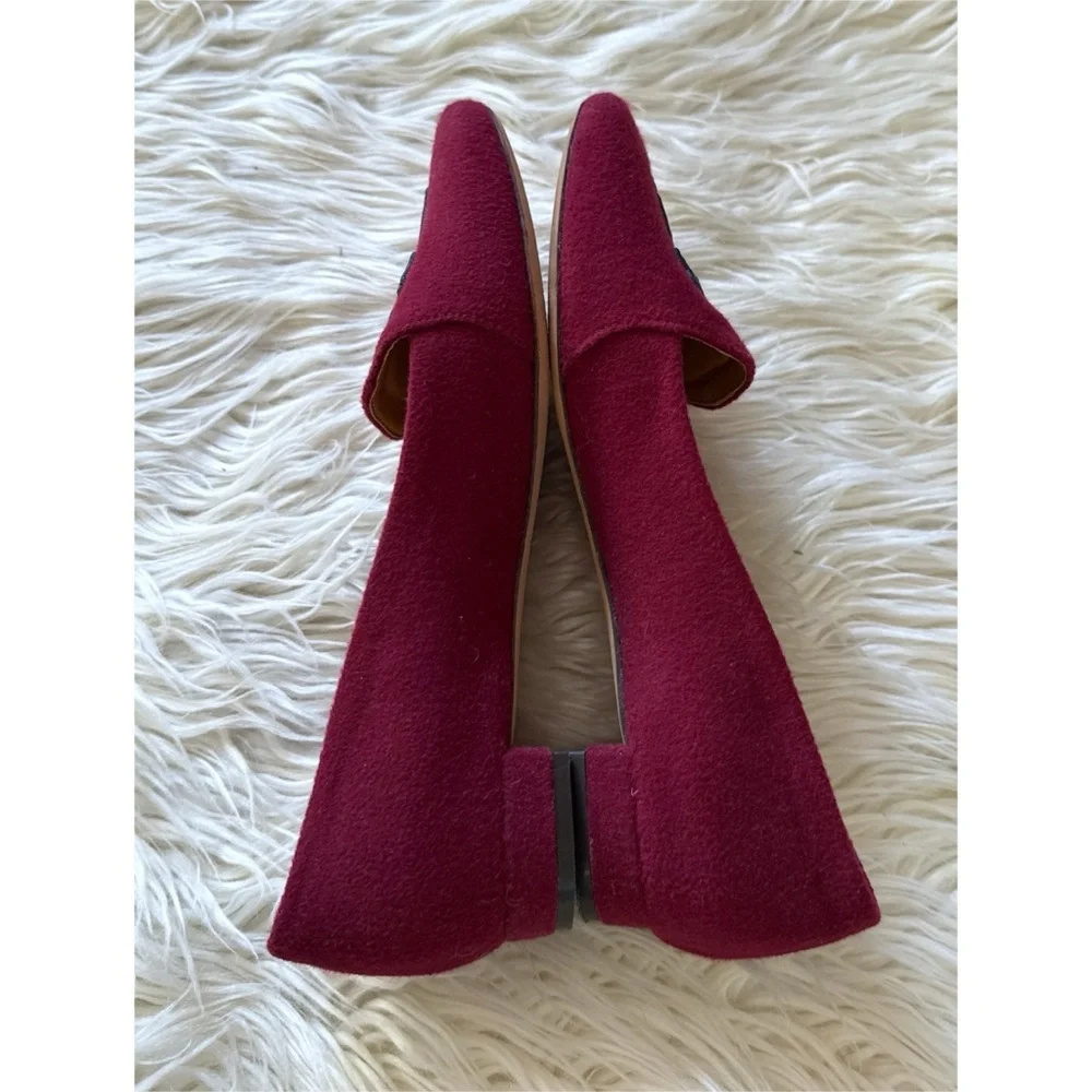 EUC Tory Burch Red Burgundy Antonia “TB” Monogram Loafers Flats Shoes US 5.5​